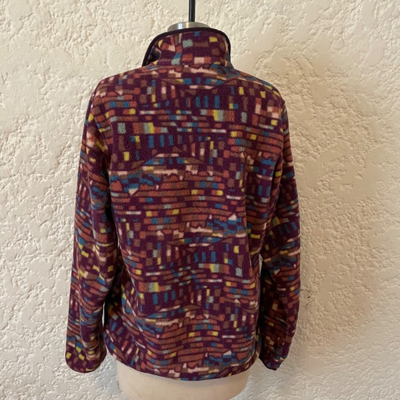 Patagonia Synchilla Pullover Snap Fleece Womens Medium Purple Mountain Patchwork - Picture 2 of 10